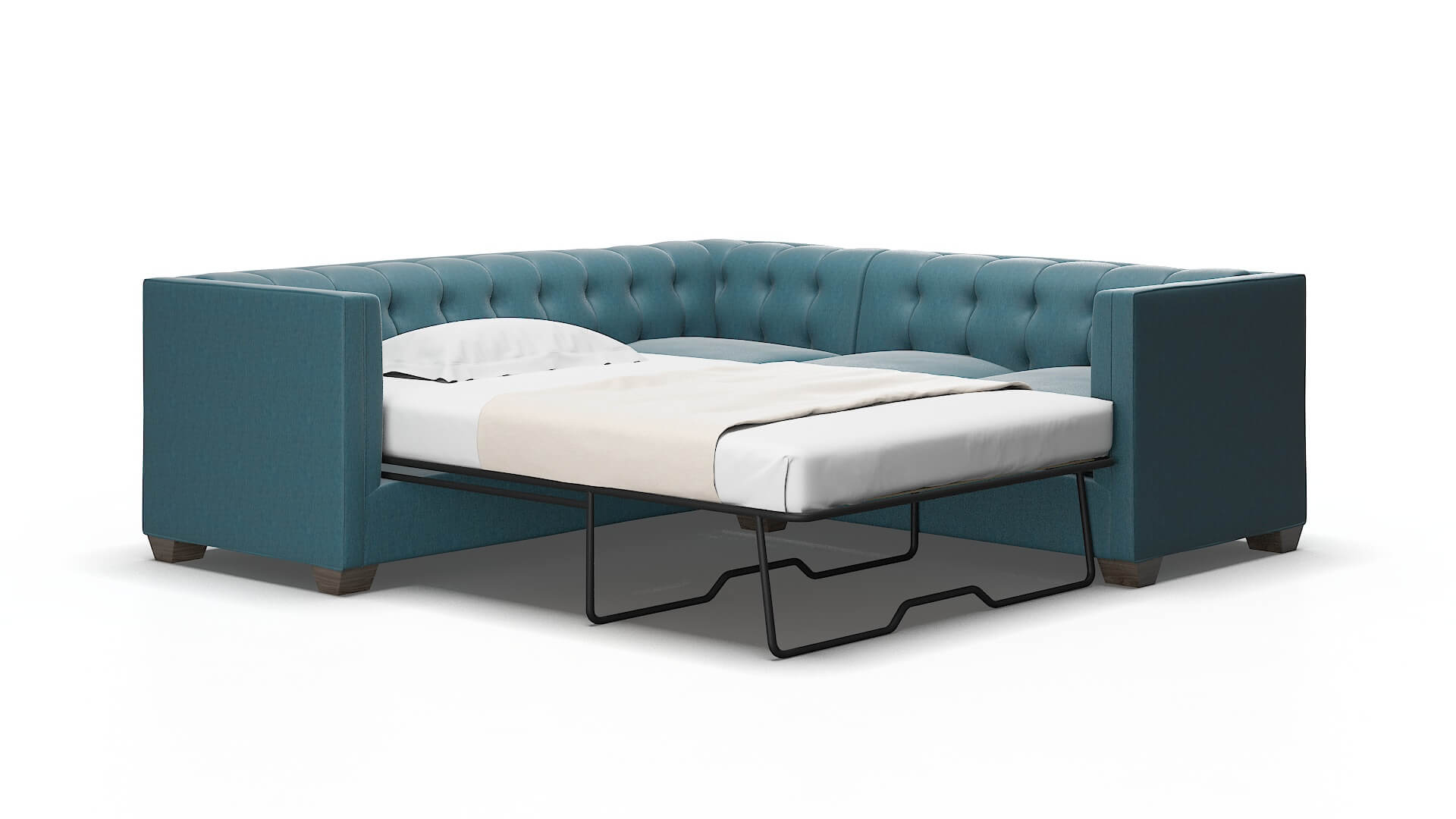 Grant Royale Electric_blue Sectional Sleeper Espresso legs 2