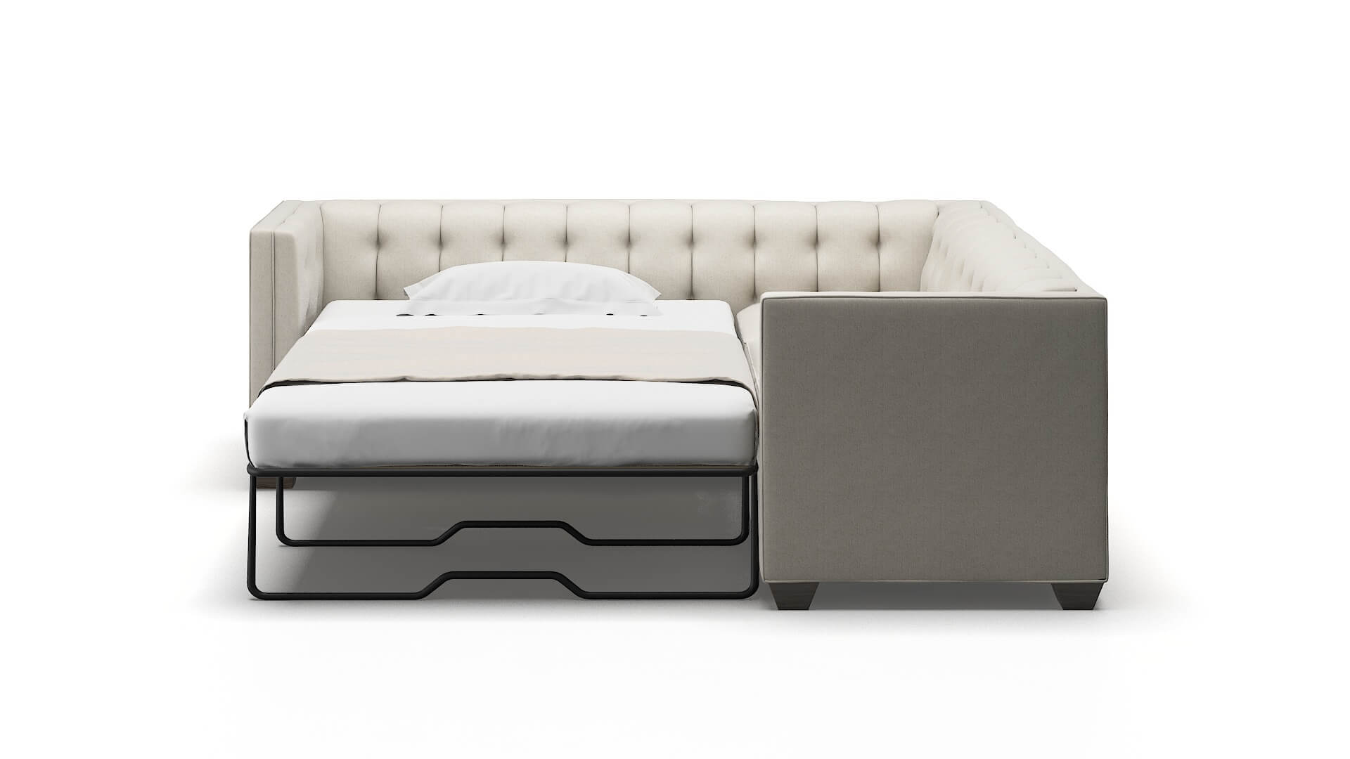 Grant Sasha Linen Sectional Sleeper Espresso legs 1