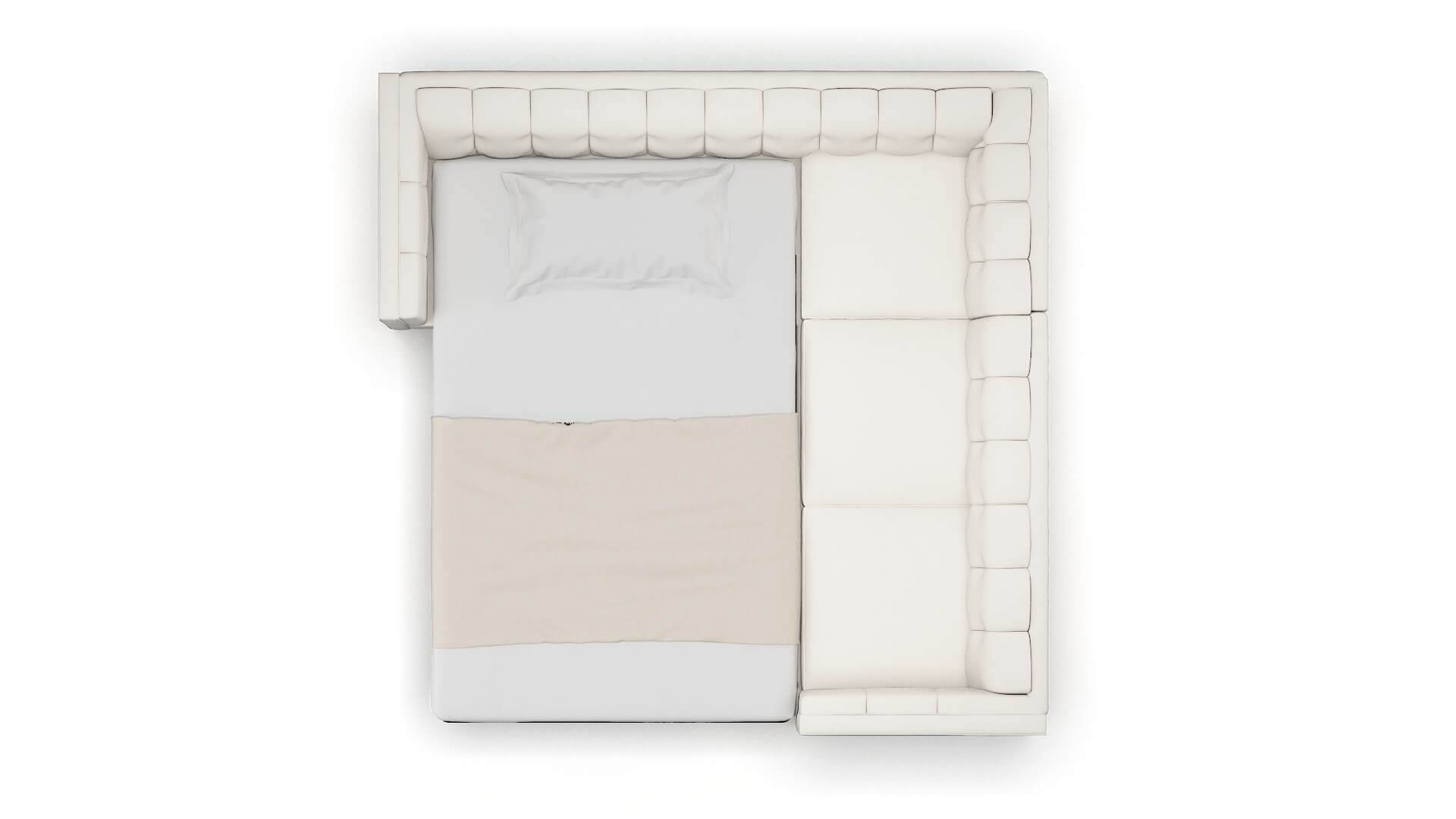 Grant Venice Eggshell Sectional Sleeper Espresso legs 3