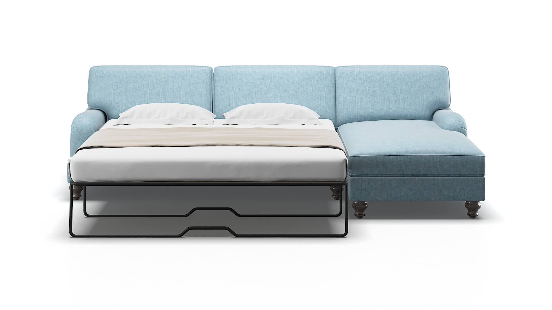 Hamilton Atlas Turquoise Panel Sleeper Espresso legs 1