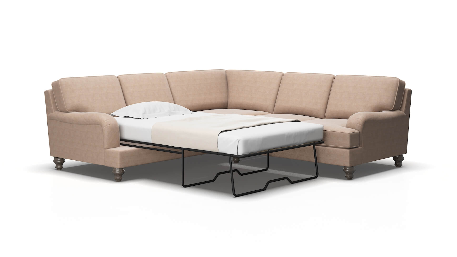 Hamilton Bella pewter Sectional sleeper Espresso Legs  2