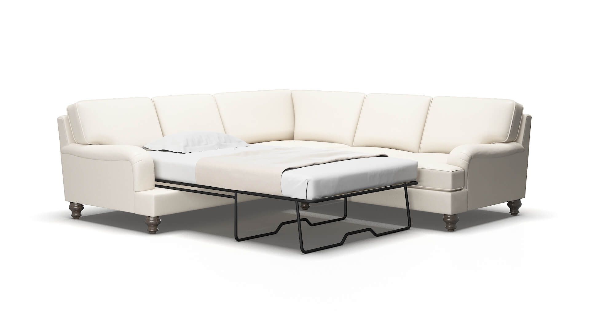Hamilton Blanche milky Sectional sleeper Espresso Legs  2