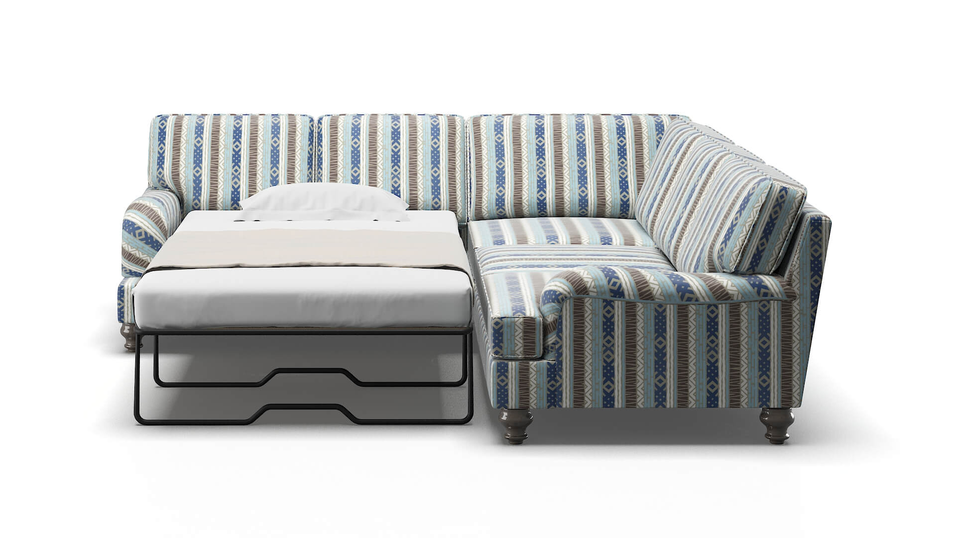 Hamilton Bodhi Indigo Sectional Sleeper Espresso legs 1