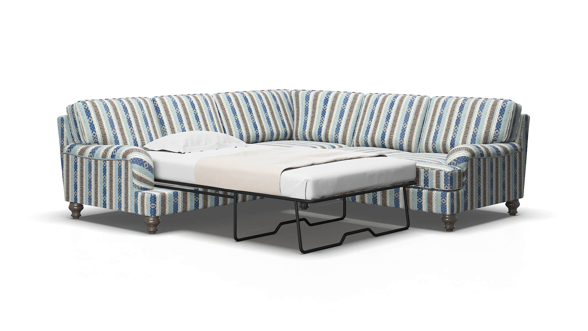 Hamilton Bodhi Indigo Sectional Sleeper Espresso legs 2