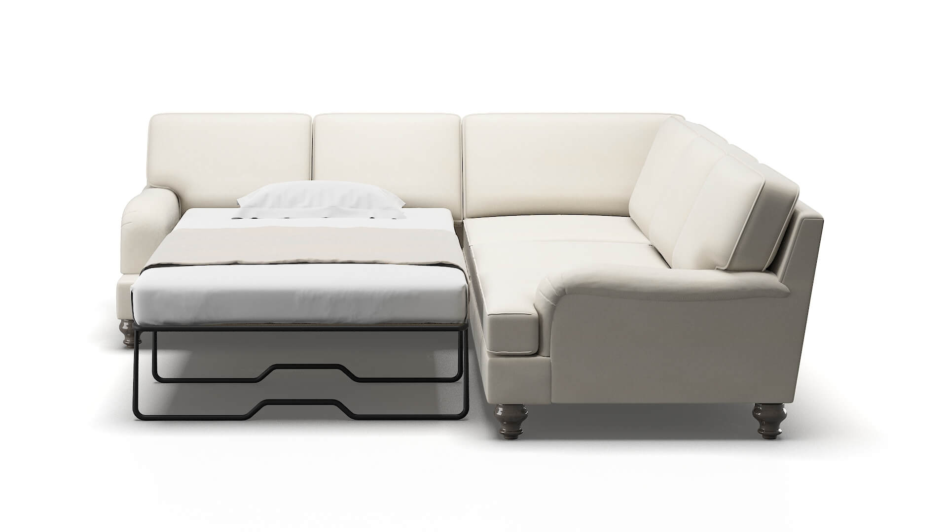 Hamilton Bungalow Ivory Sectional Sleeper Espresso legs 1