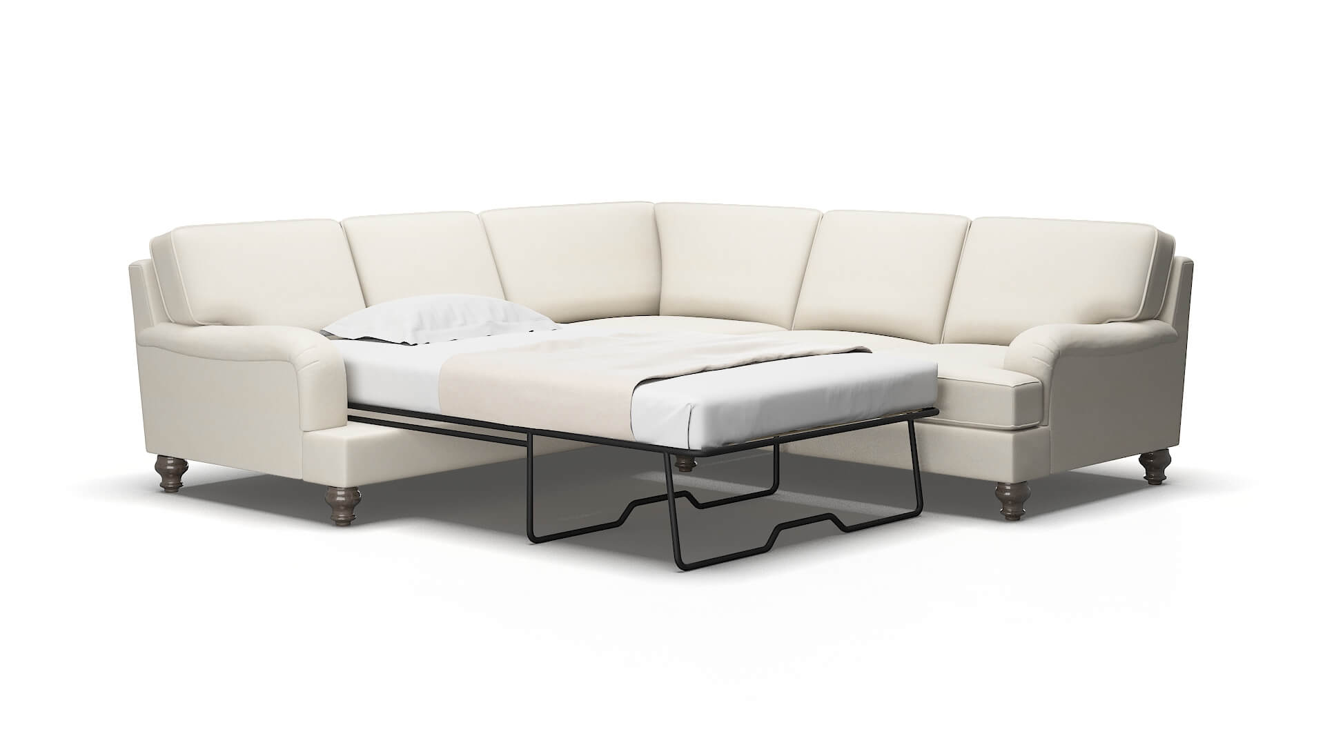 Hamilton Bungalow ivory Sectional sleeper Espresso Legs  2