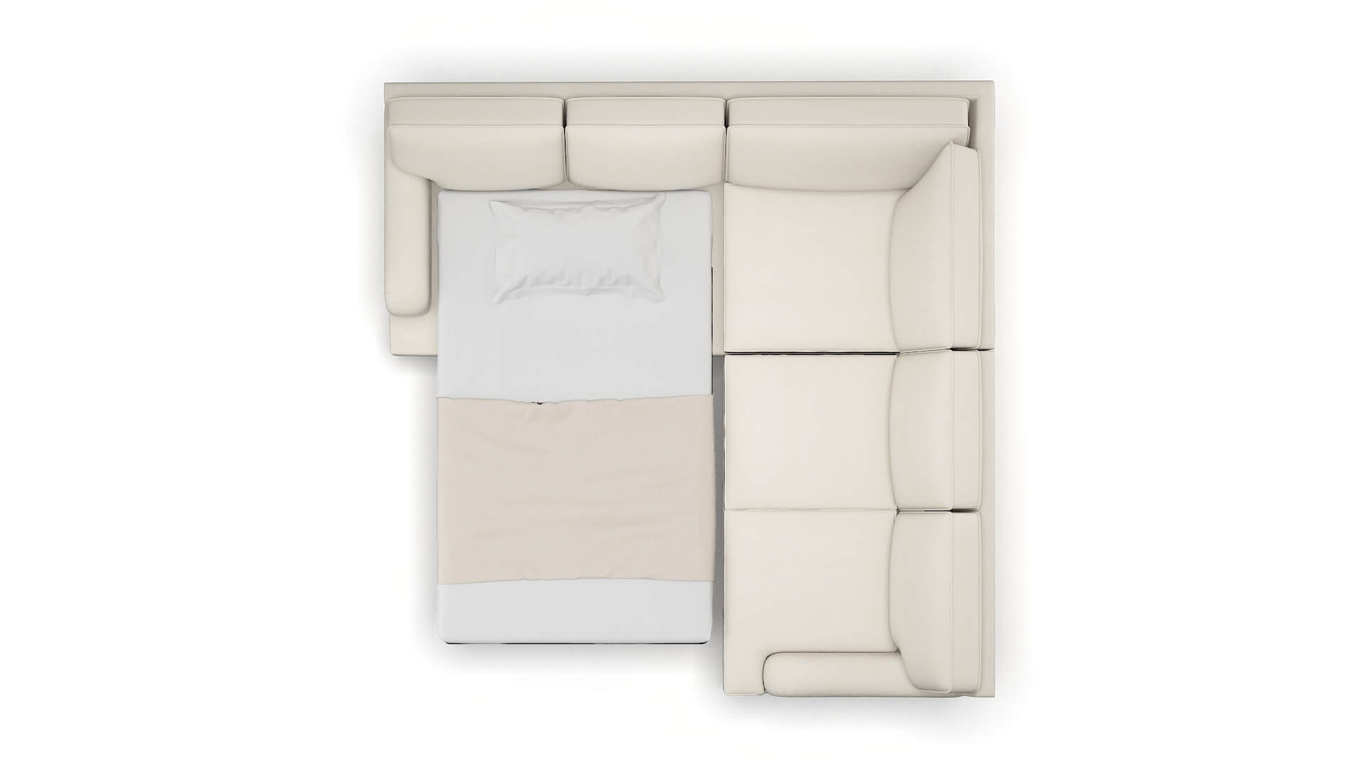 Hamilton Bungalow Ivory Sectional Sleeper Espresso legs 3