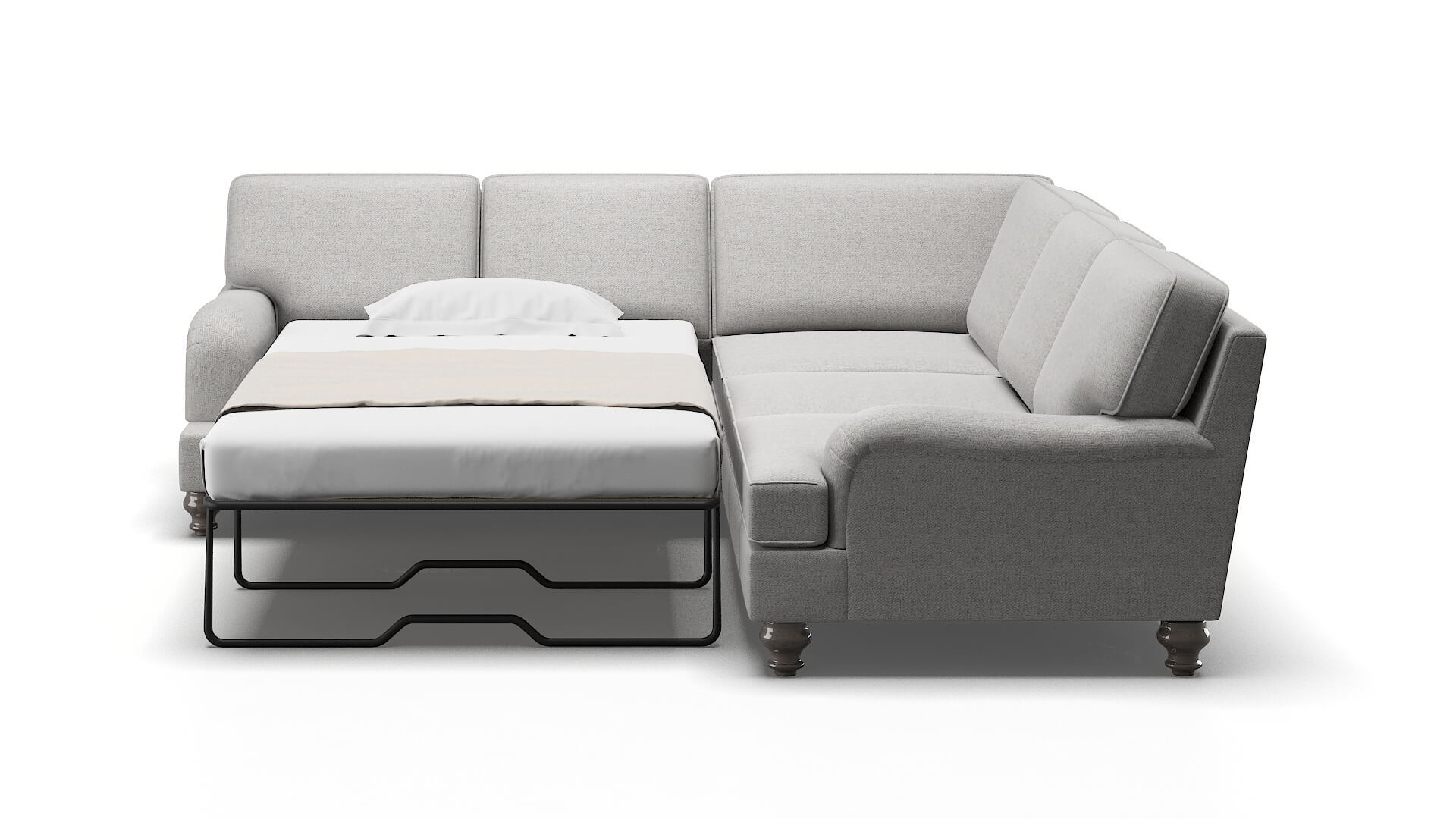 Hamilton Catalina Silver Sectional Sleeper Espresso legs 1