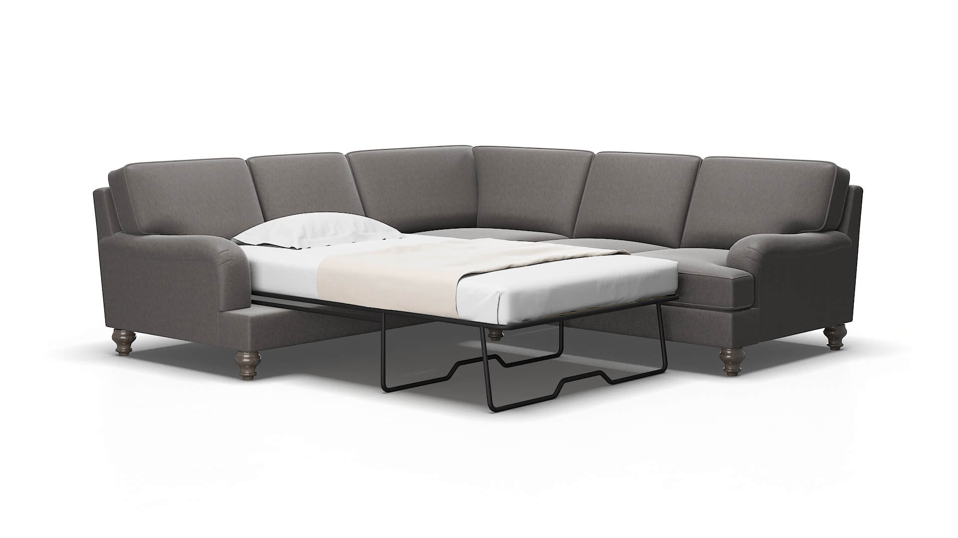Hamilton Cosmo charcoal Sectional sleeper Espresso Legs  2