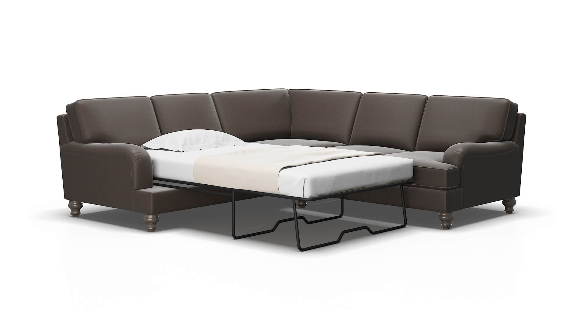 Hamilton Cosmo chocolate Sectional sleeper Espresso Legs  2