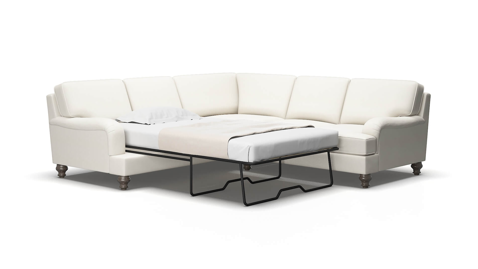 Hamilton Cosmo ivory Sectional sleeper Espresso Legs  2