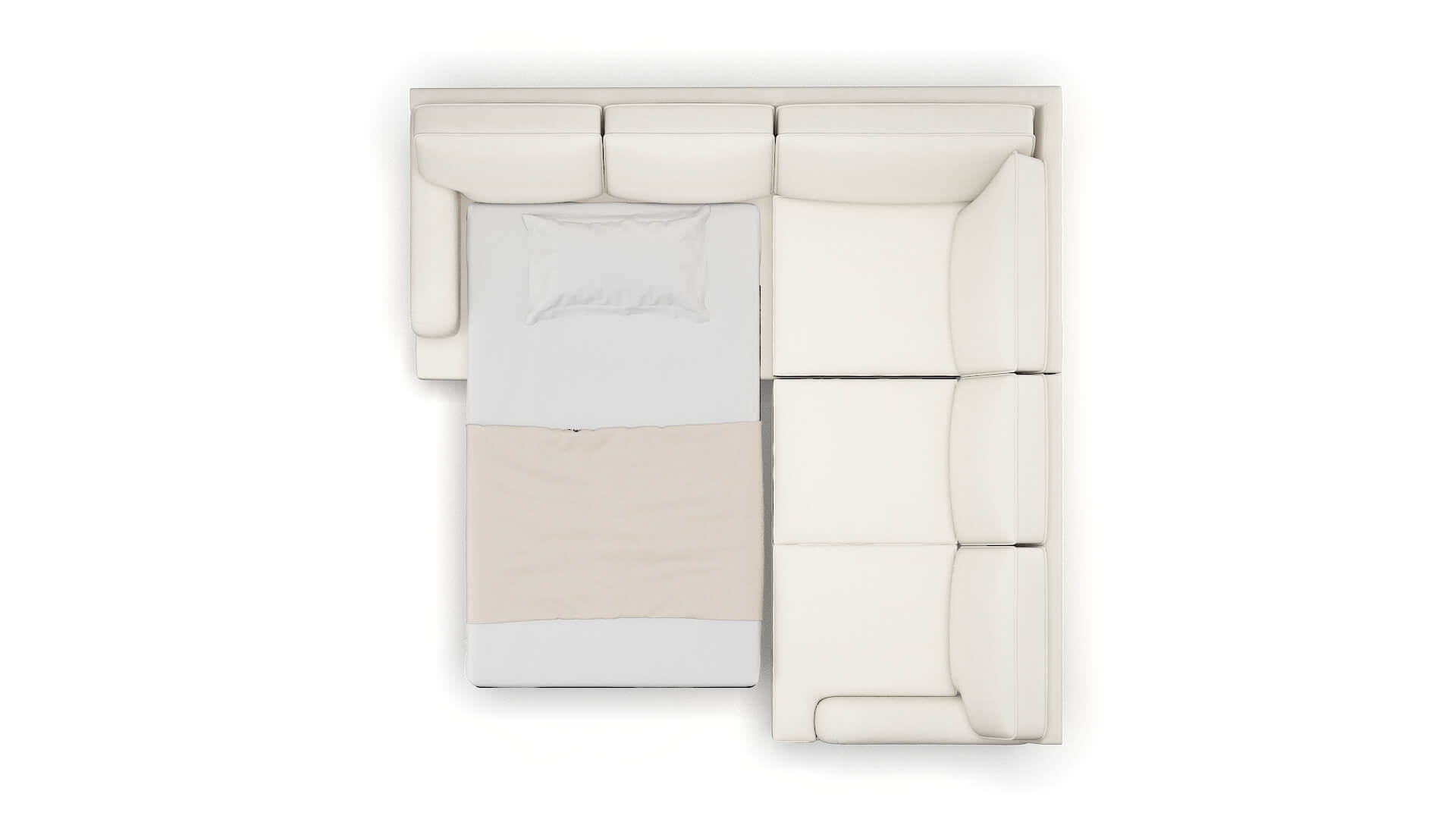 Hamilton Cosmo Ivory Sectional Sleeper Espresso legs 3