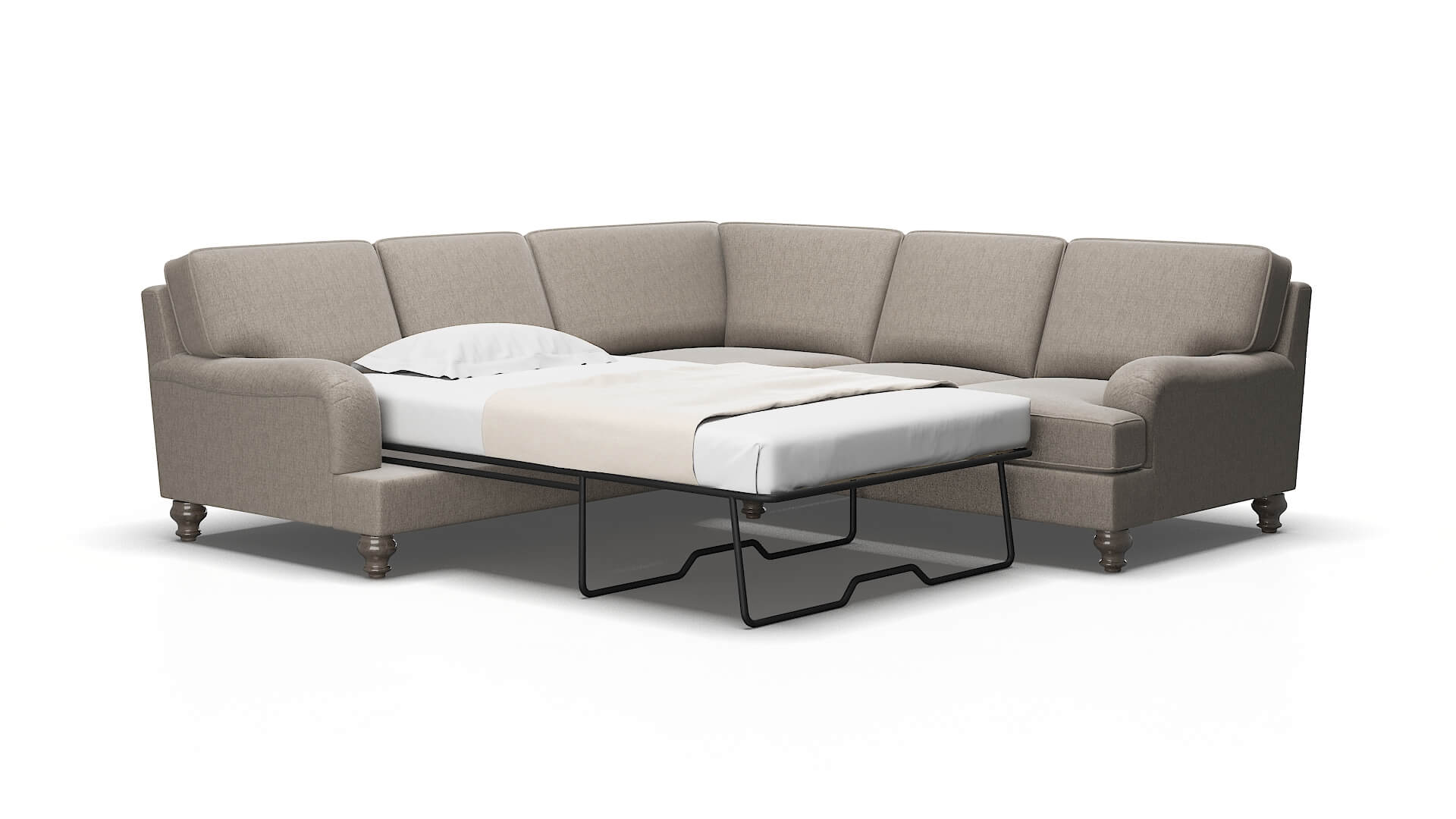 Hamilton Cosmo Taupe Sectional Sleeper Espresso legs 2