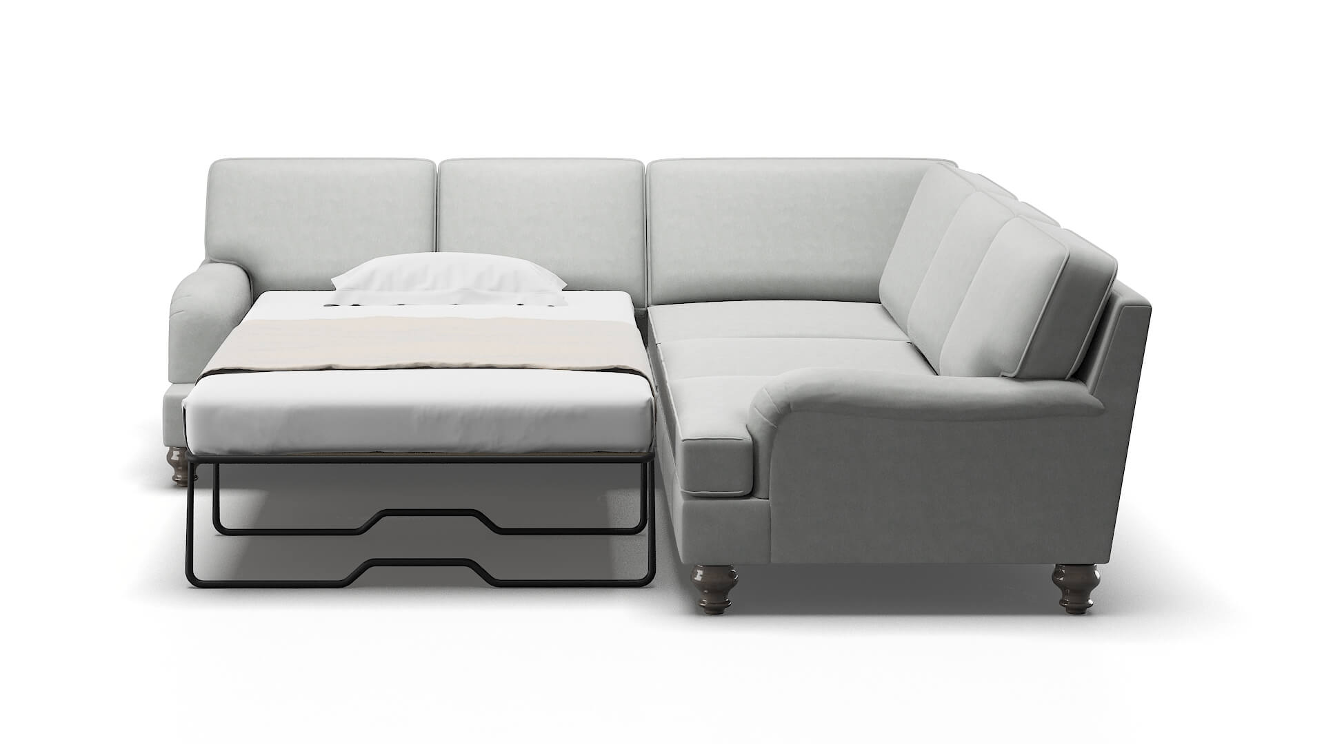 Hamilton Dawson Platinum Sectional Sleeper Espresso legs 1