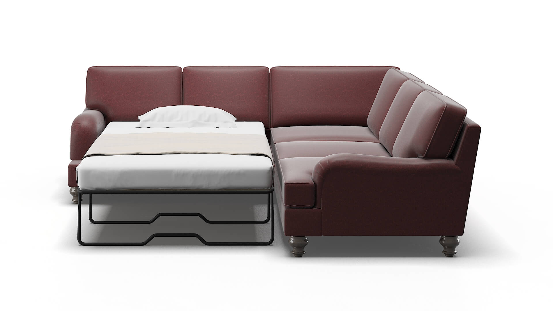 Hamilton Derby Berry Sectional Sleeper Espresso legs 1