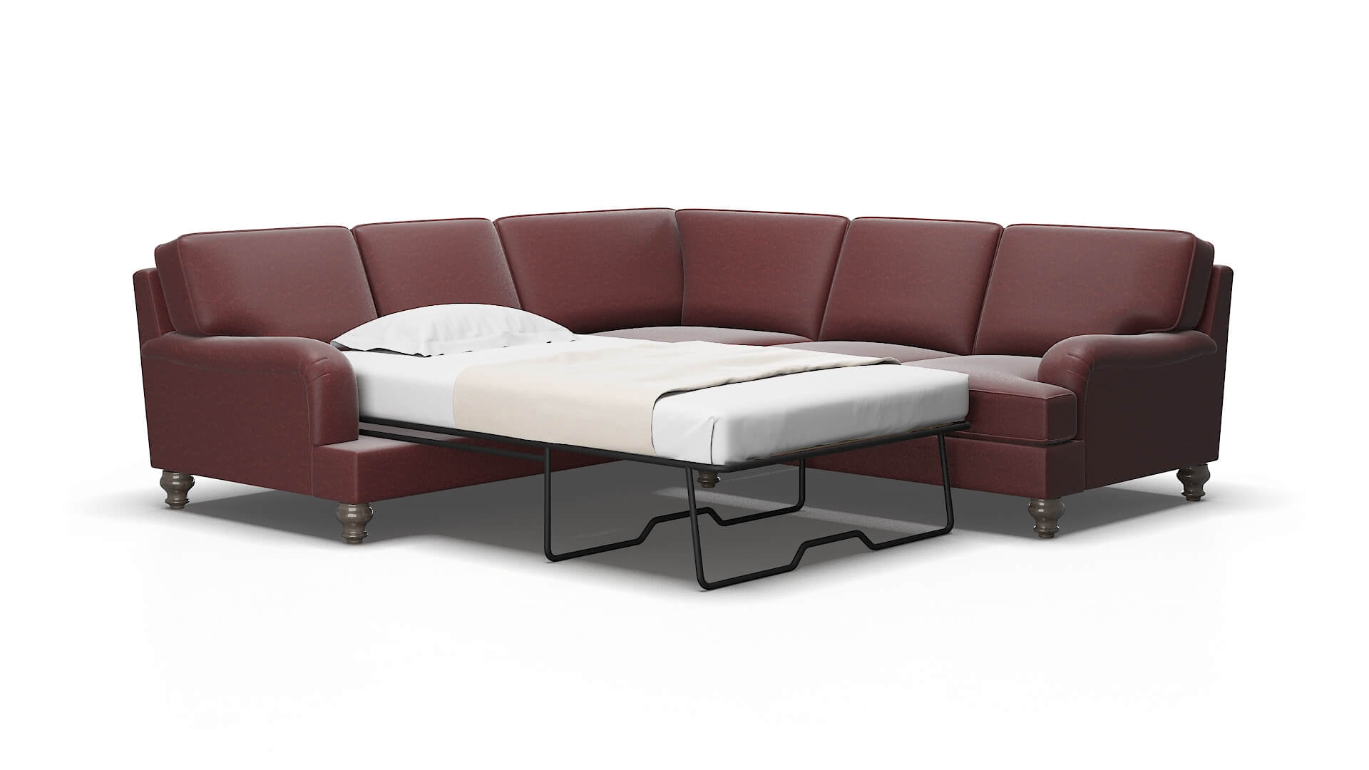 Hamilton Derby Berry Sectional Sleeper Espresso legs 2