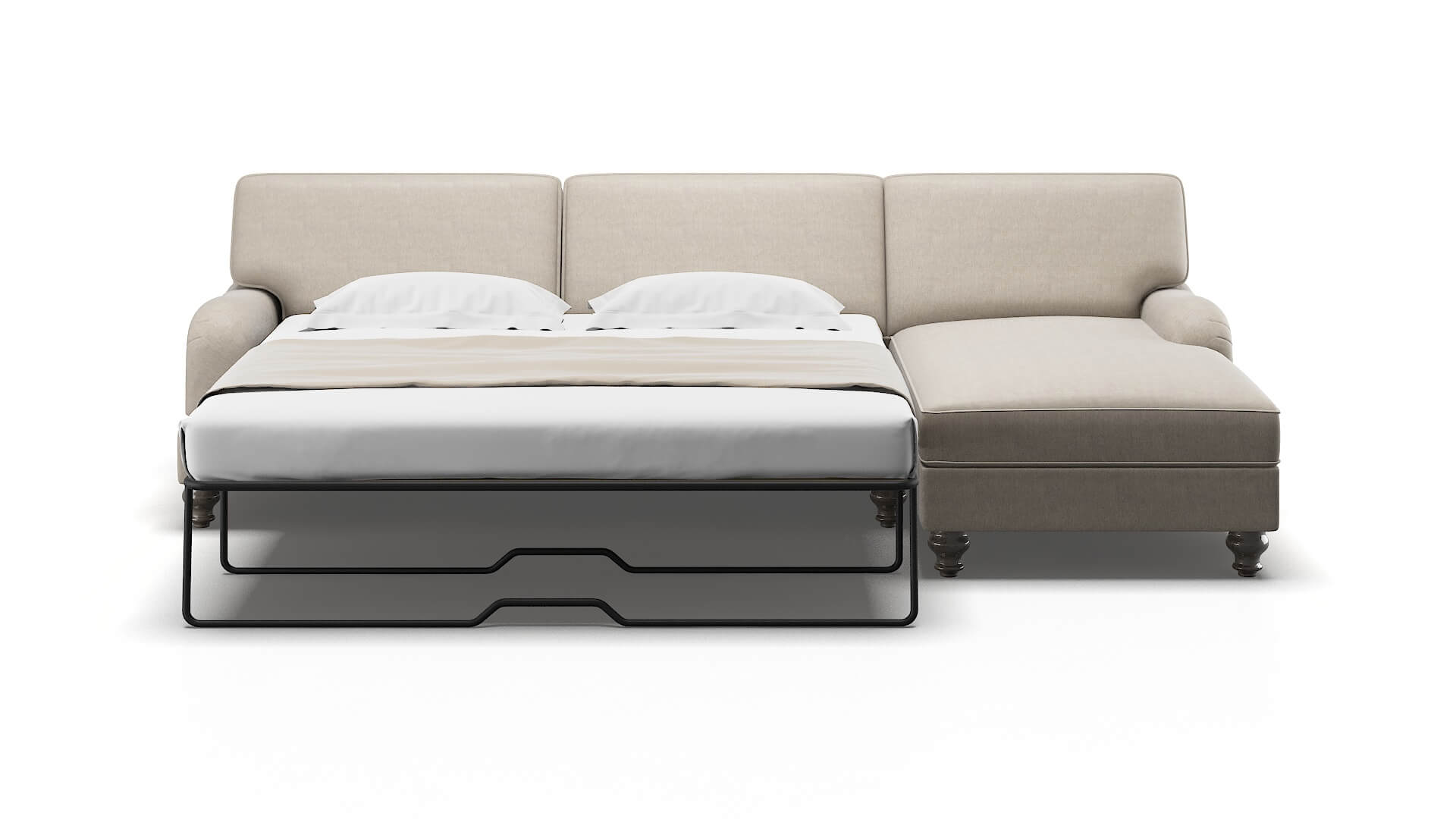 Hamilton Derby Linen Panel Sleeper Espresso legs 1