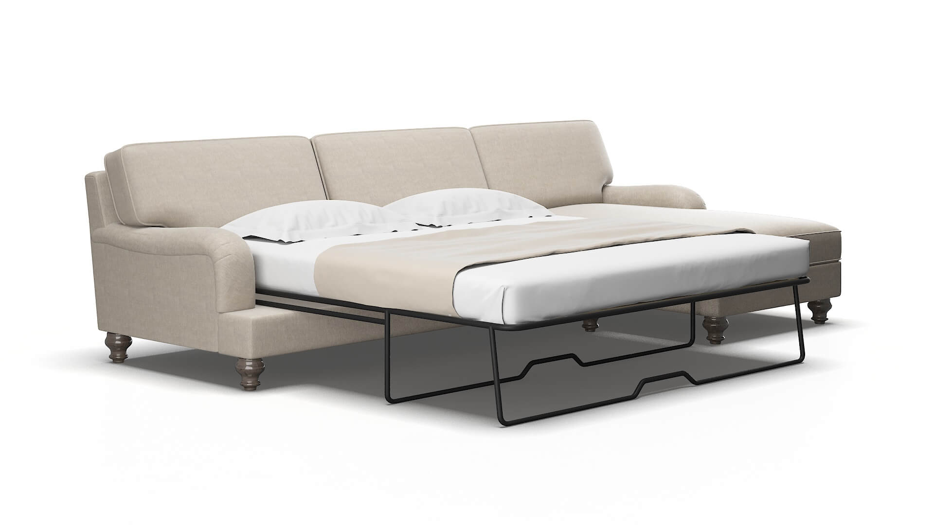 Hamilton Derby Linen Panel Sleeper espresso legs 2