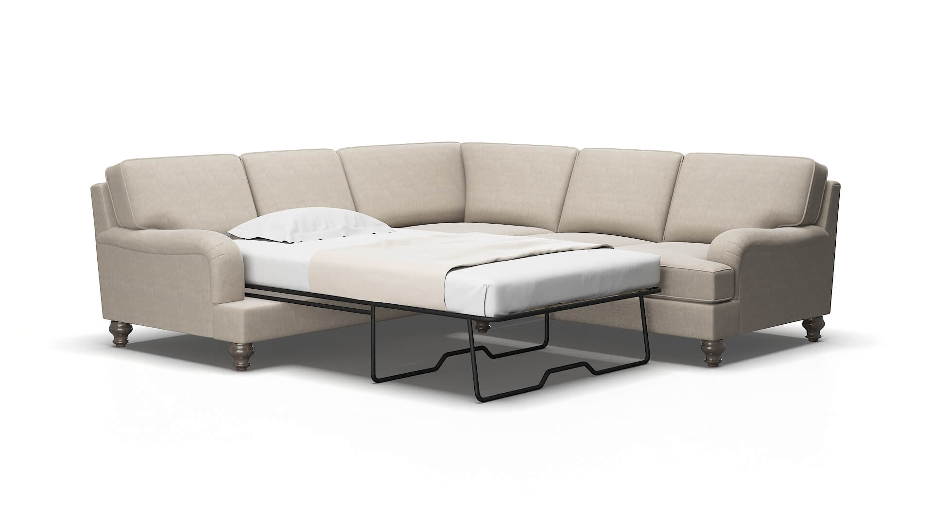 Hamilton Derby Linen Sectional Sleeper Espresso legs 2