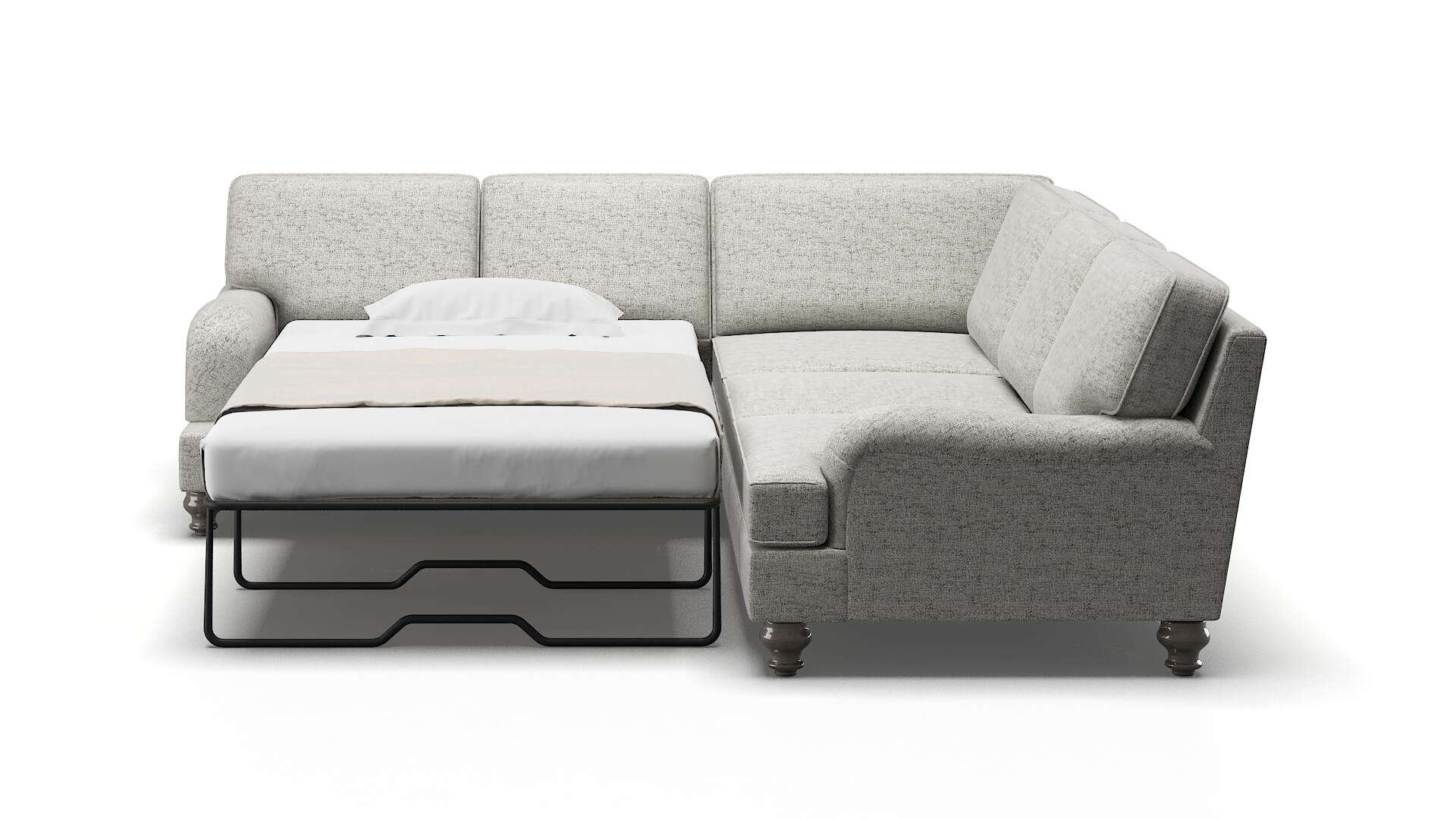 Hamilton Derby Silver Sectional Sleeper Espresso legs 1