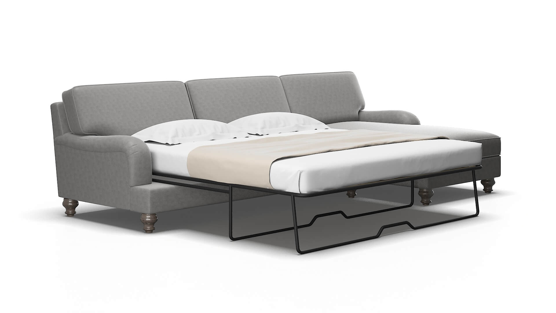 Hamilton Dream_d charcoal Panel sleeper Espresso Legs  2