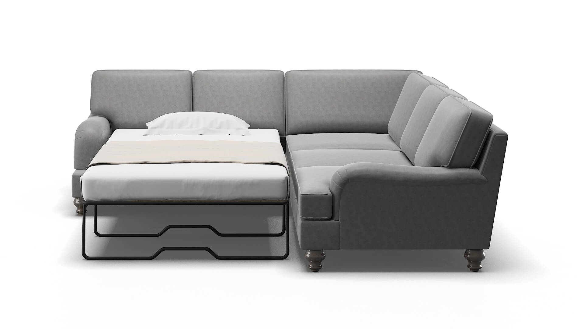 Hamilton Dream_d Charcoal Sectional Sleeper Espresso legs 1