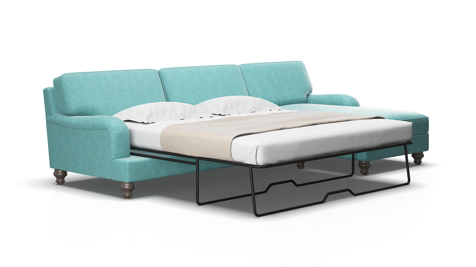 Hamilton Dream_d French_blue Panel Sleeper Espresso legs 2