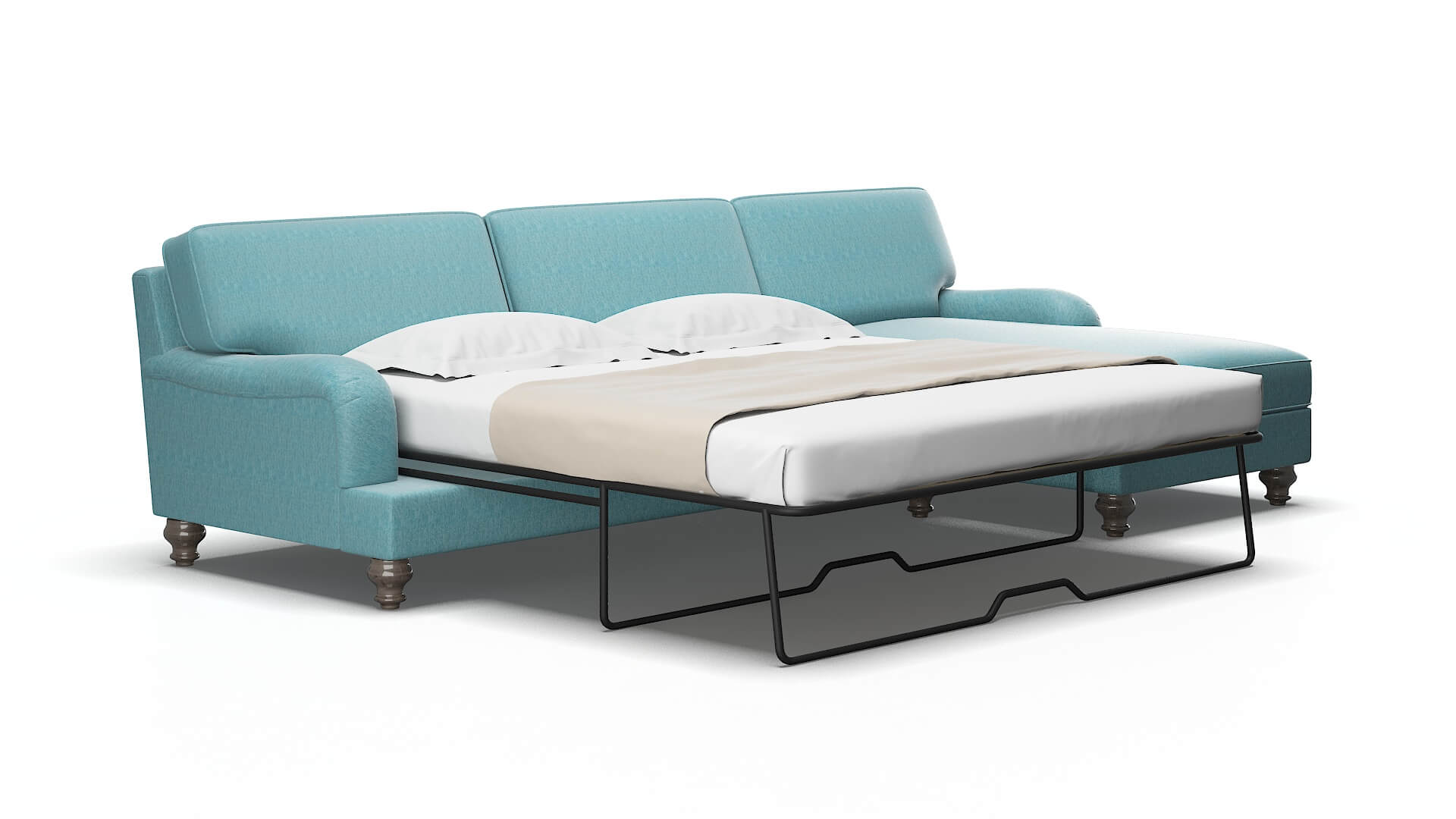 Hamilton Dream_d peacock Panel sleeper Espresso Legs  2