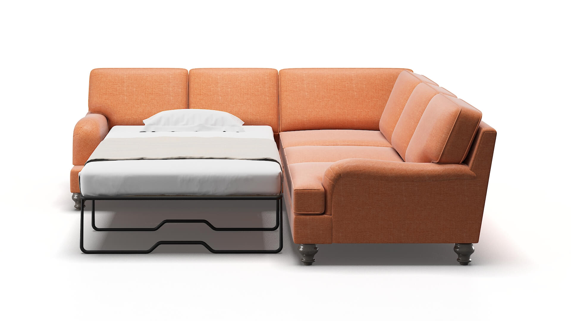 Hamilton Durham Tangerine Sectional Sleeper Espresso legs 1