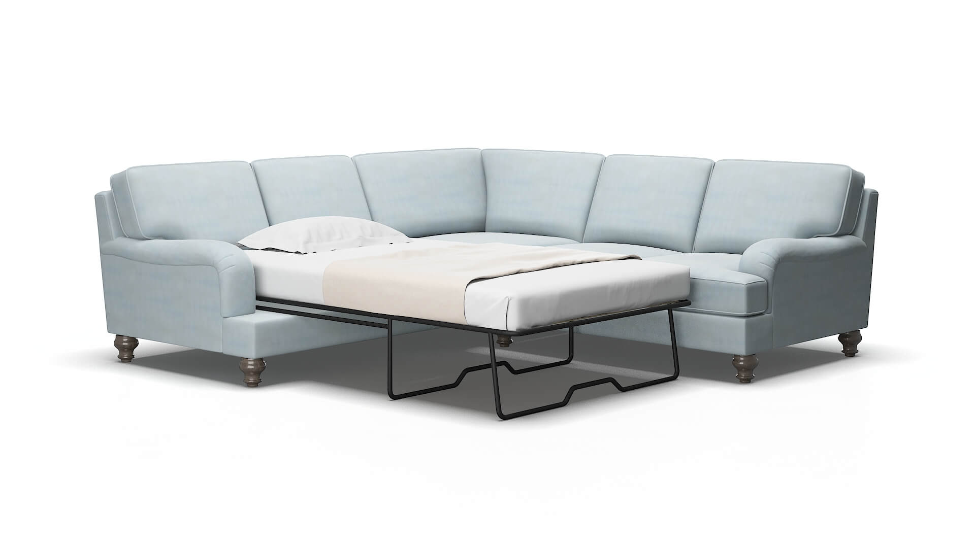 Hamilton Hathaway aqua Sectional sleeper Espresso Legs  2