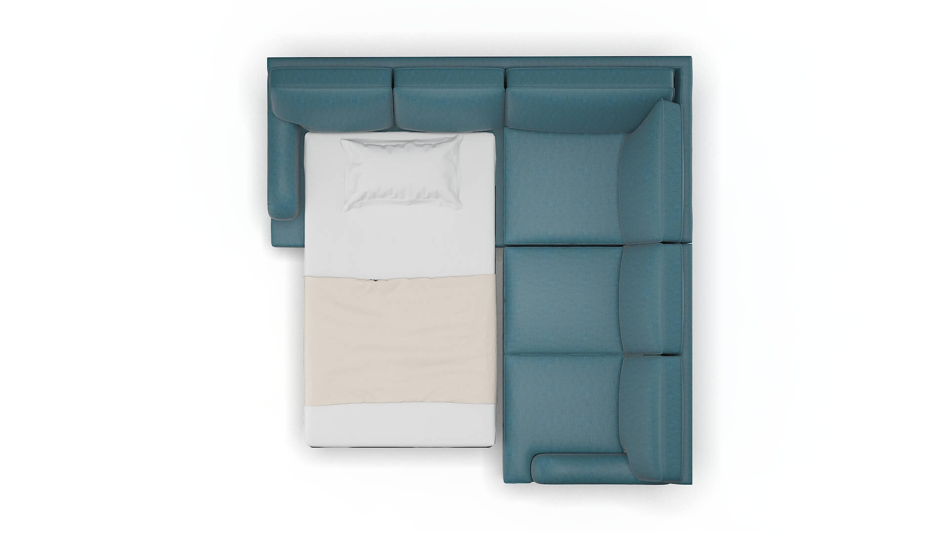 Hamilton Hepburn Teal Sectional Sleeper Espresso legs 3