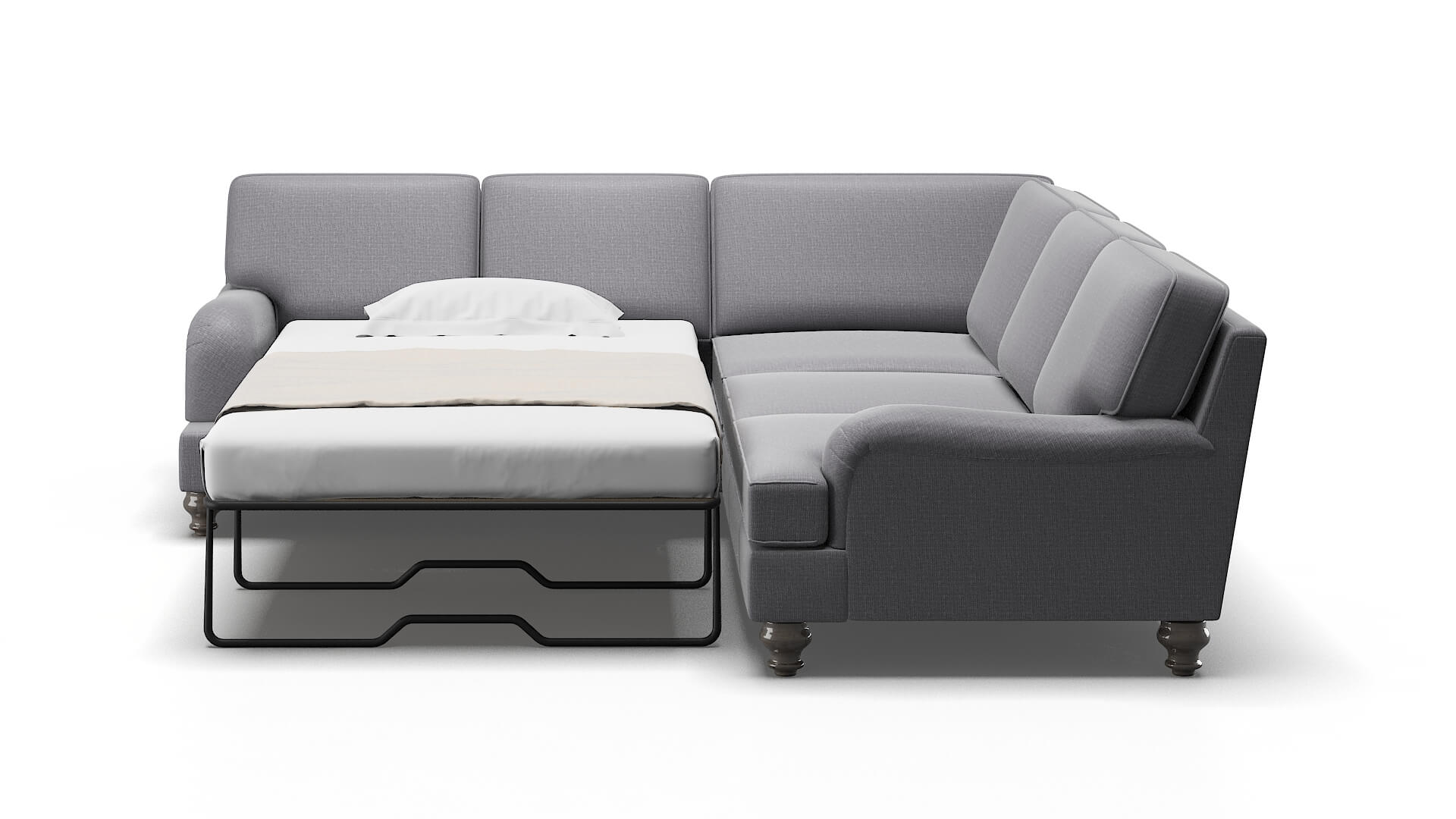 Hamilton Insight Denim Sectional Sleeper Espresso legs 1