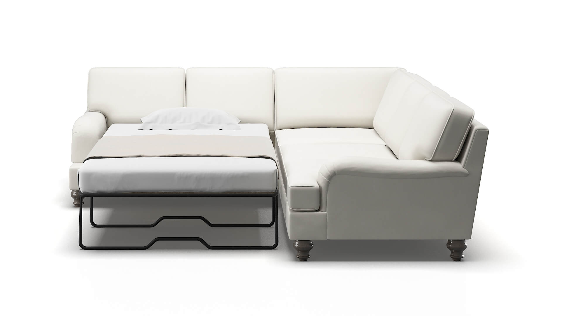 Hamilton Keylargo Oatmeal Sectional Sleeper Espresso legs 1