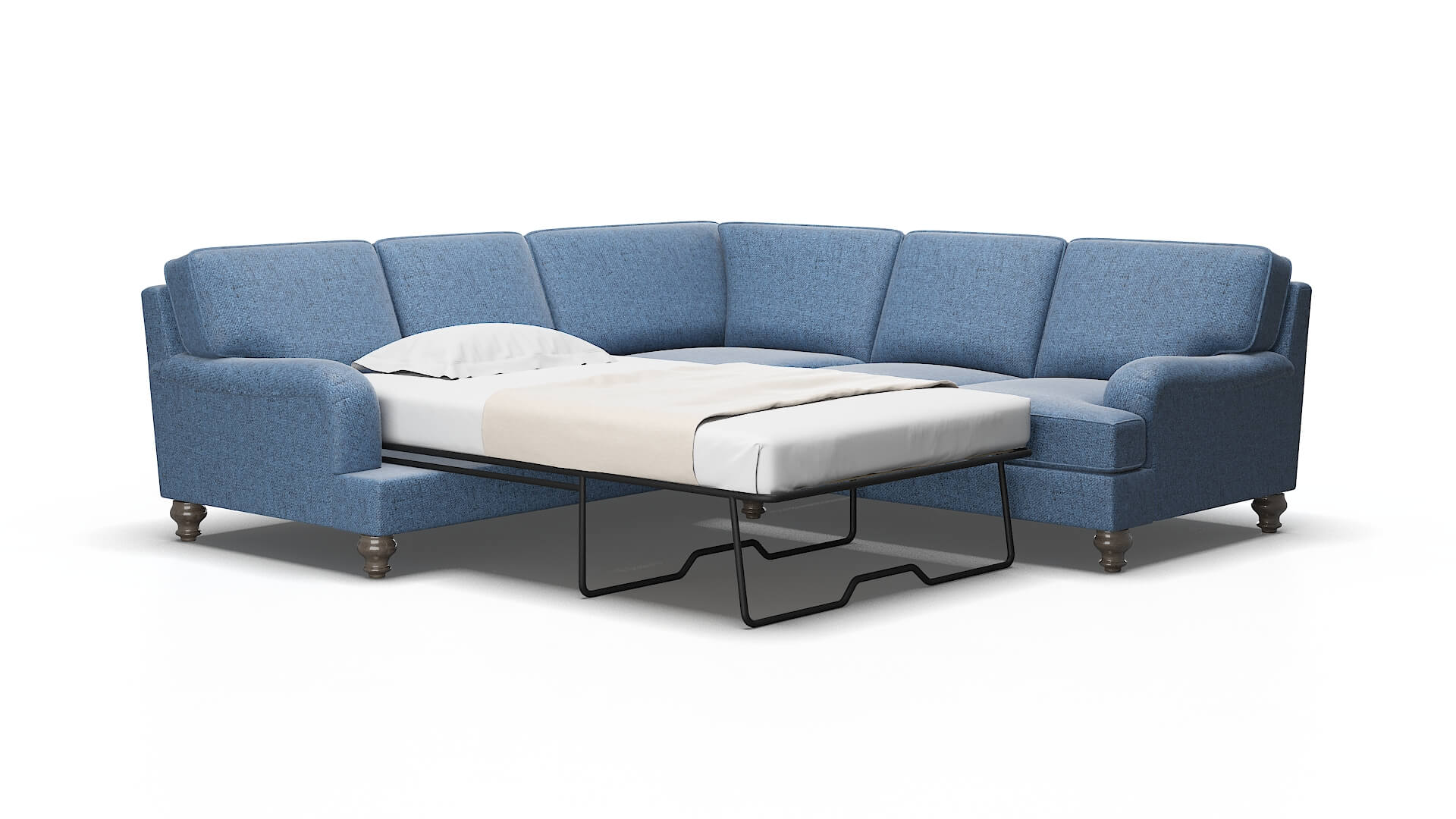Hamilton Leslie indigo Sectional sleeper Espresso Legs  2
