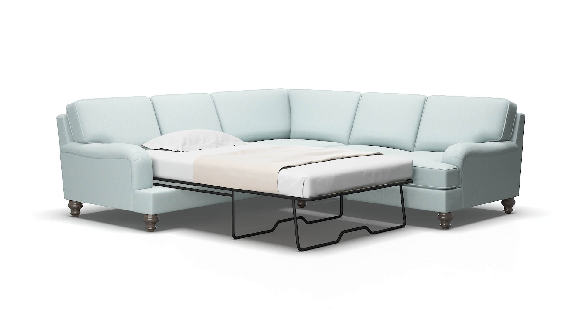 Hamilton Leslie robins_egg Sectional sleeper Espresso Legs  2