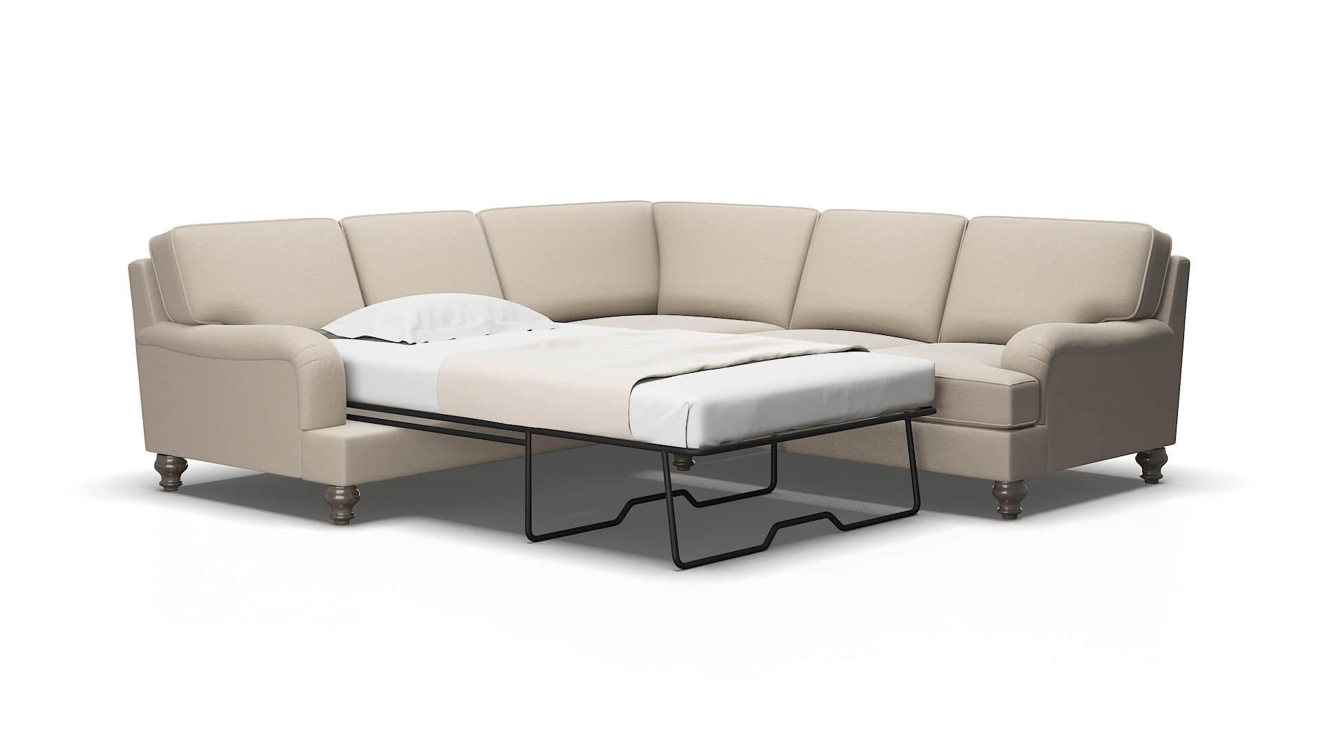 Hamilton Naples almond Sectional sleeper Espresso Legs  2
