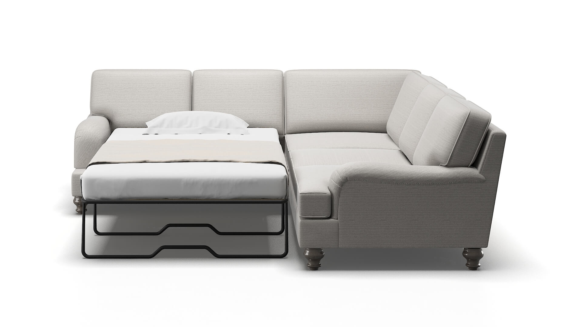 Hamilton Naples Ash Sectional Sleeper Espresso legs 1