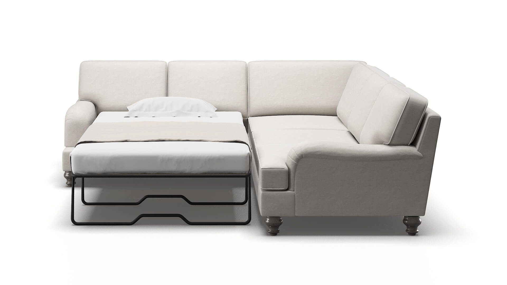 Hamilton Noble Grey Sectional Sleeper Espresso legs 1