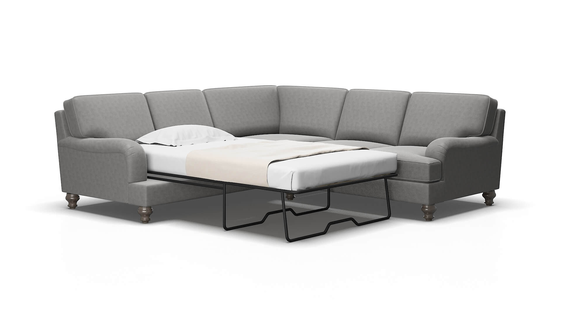 Hamilton Noble Smoke Sectional Sleeper Espresso legs 2
