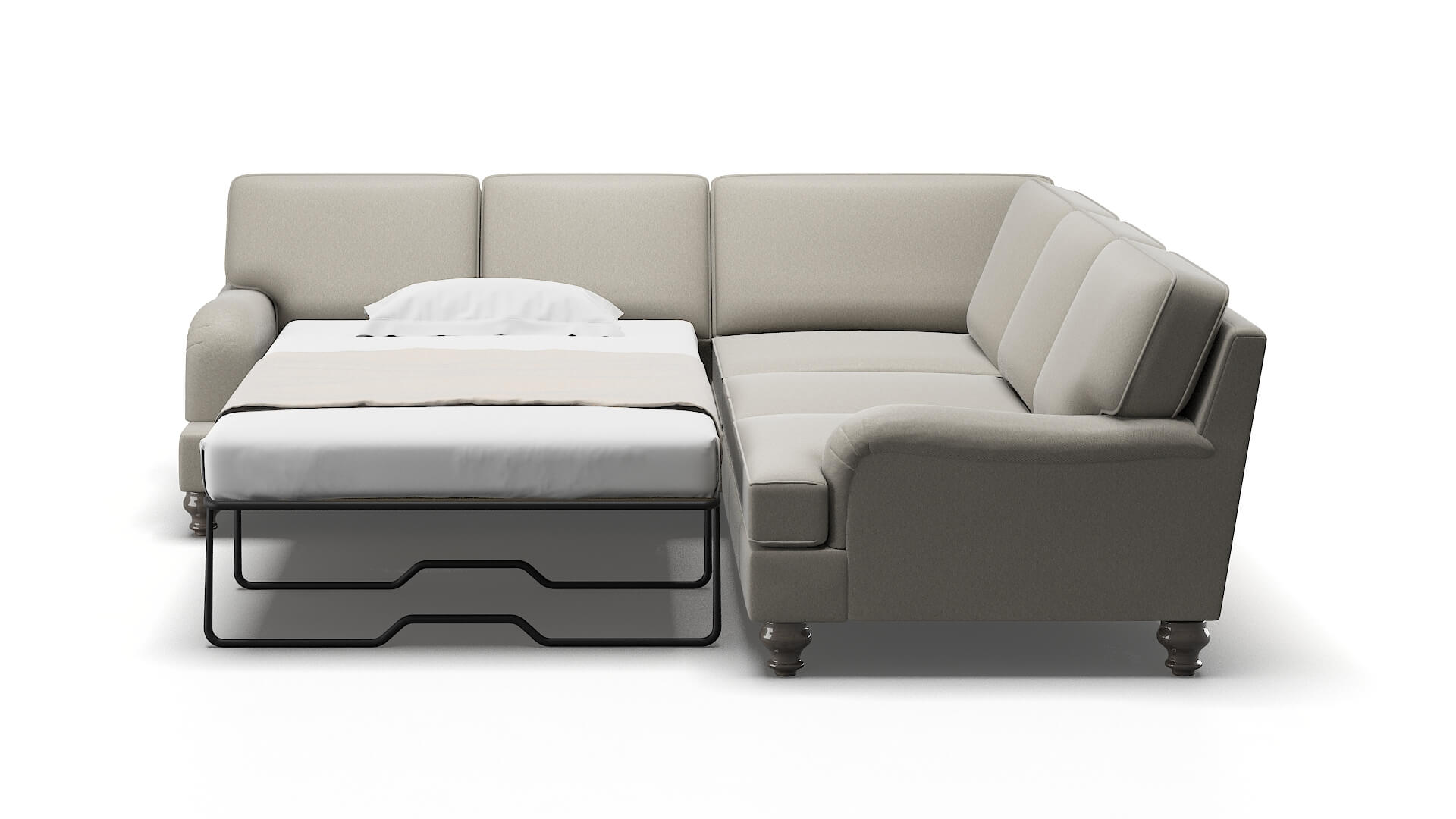 Hamilton Oscar Silver Sectional Sleeper Espresso legs 1