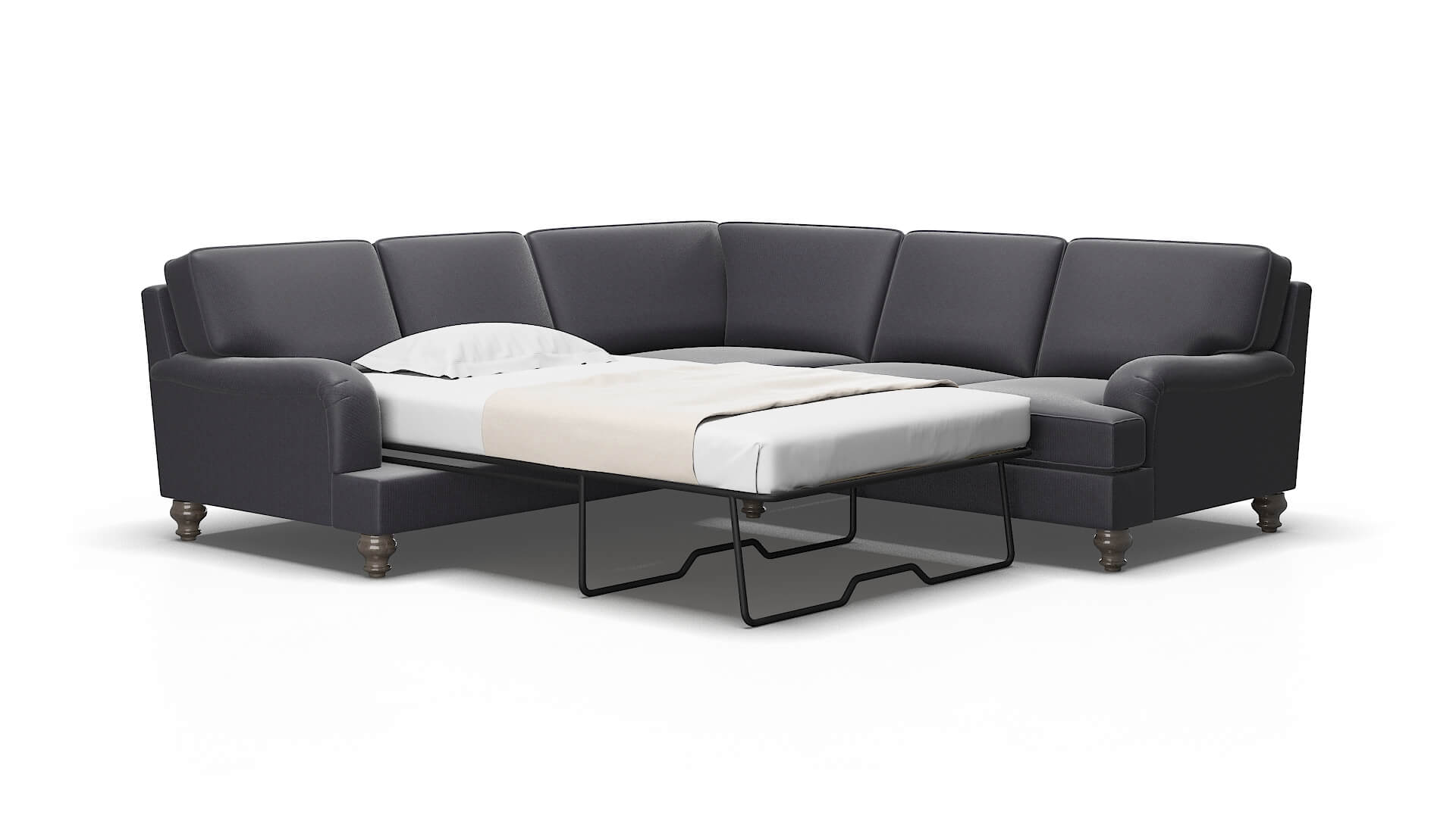 Hamilton Parker charcoal Sectional sleeper Espresso Legs  2