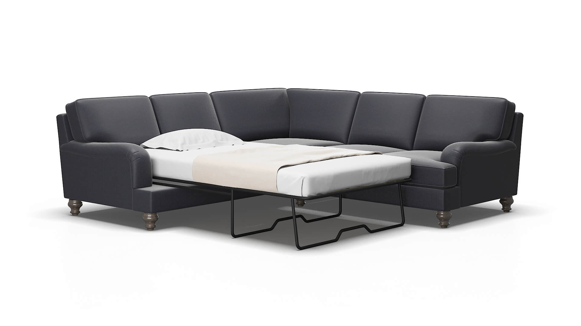 Hamilton Parker midnight Sectional sleeper Espresso Legs  2