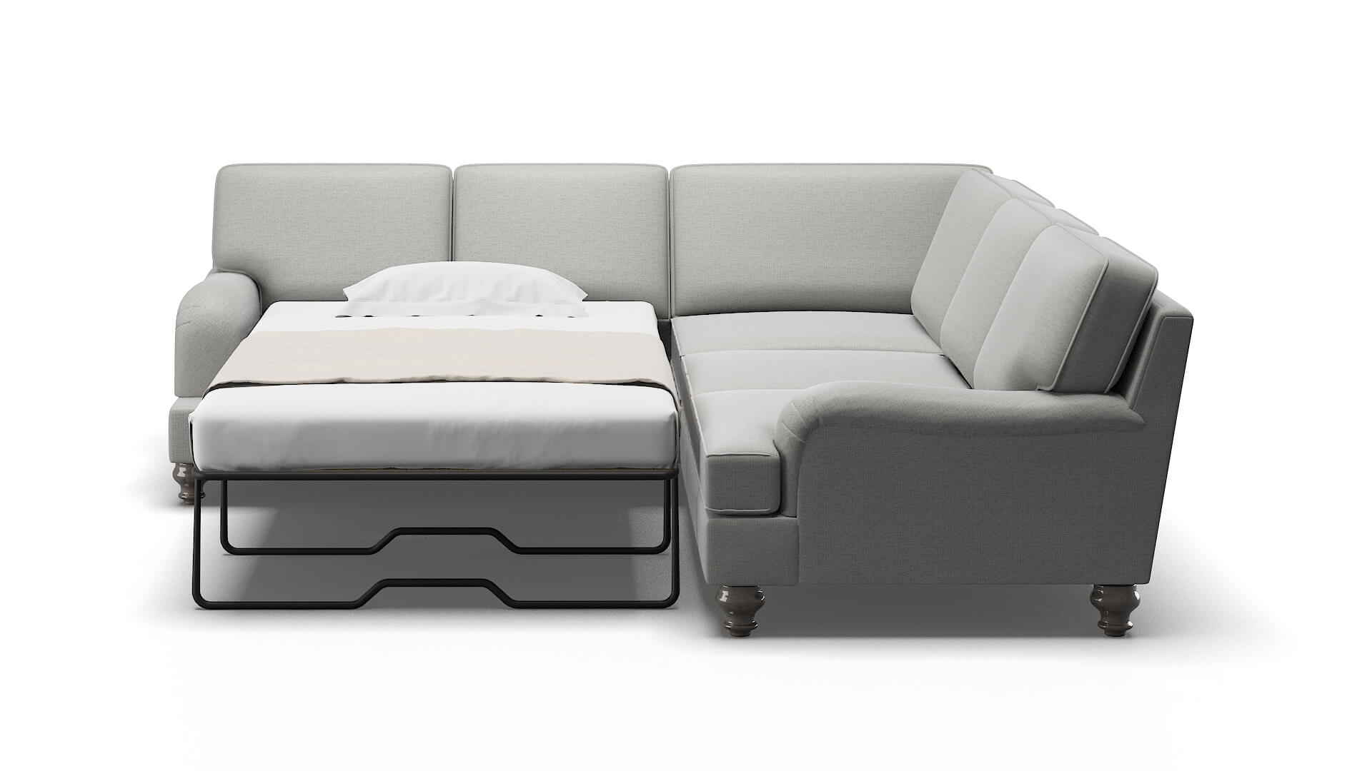 Hamilton Parker Silver Sectional Sleeper Espresso legs 1