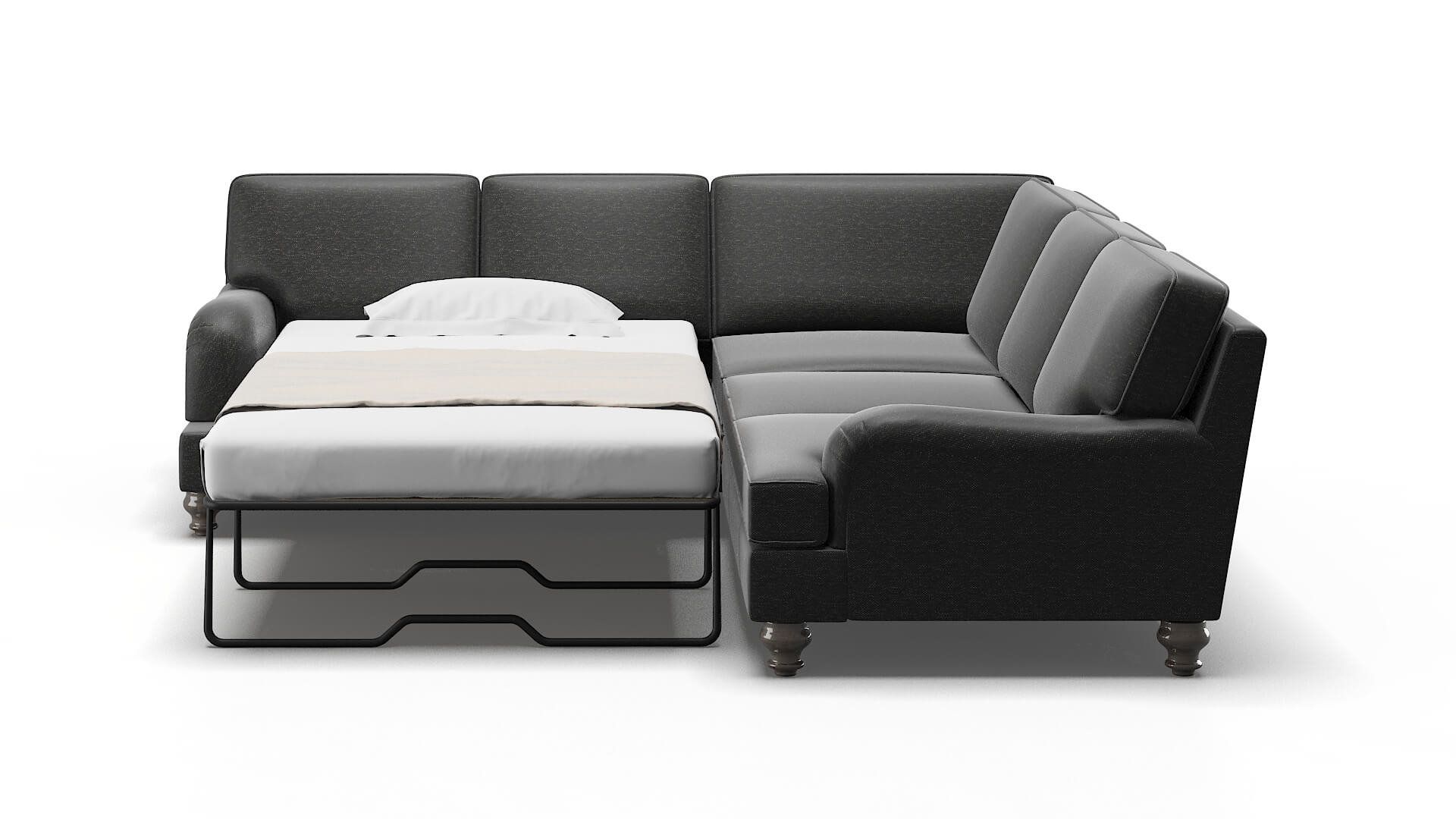 Hamilton Phoenix Charcoal Sectional Sleeper Espresso legs 1