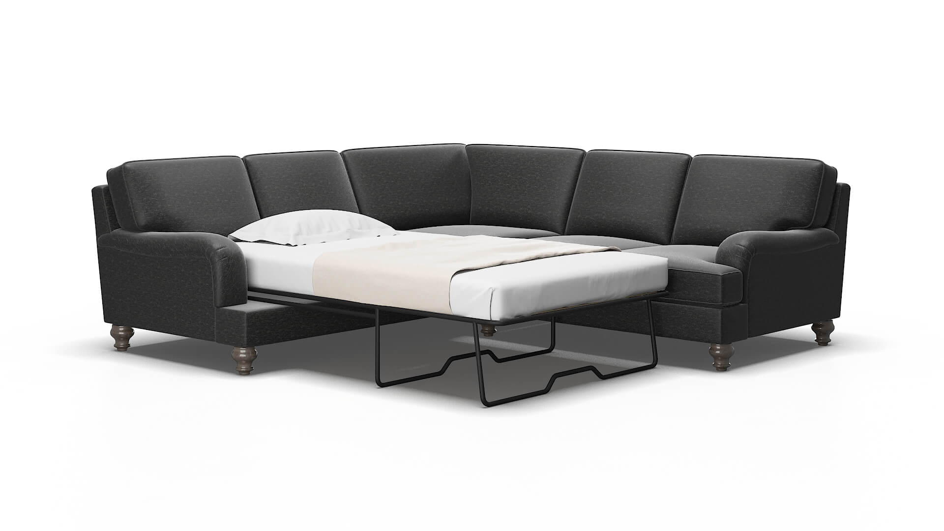 Hamilton Phoenix charcoal Sectional sleeper Espresso Legs  2