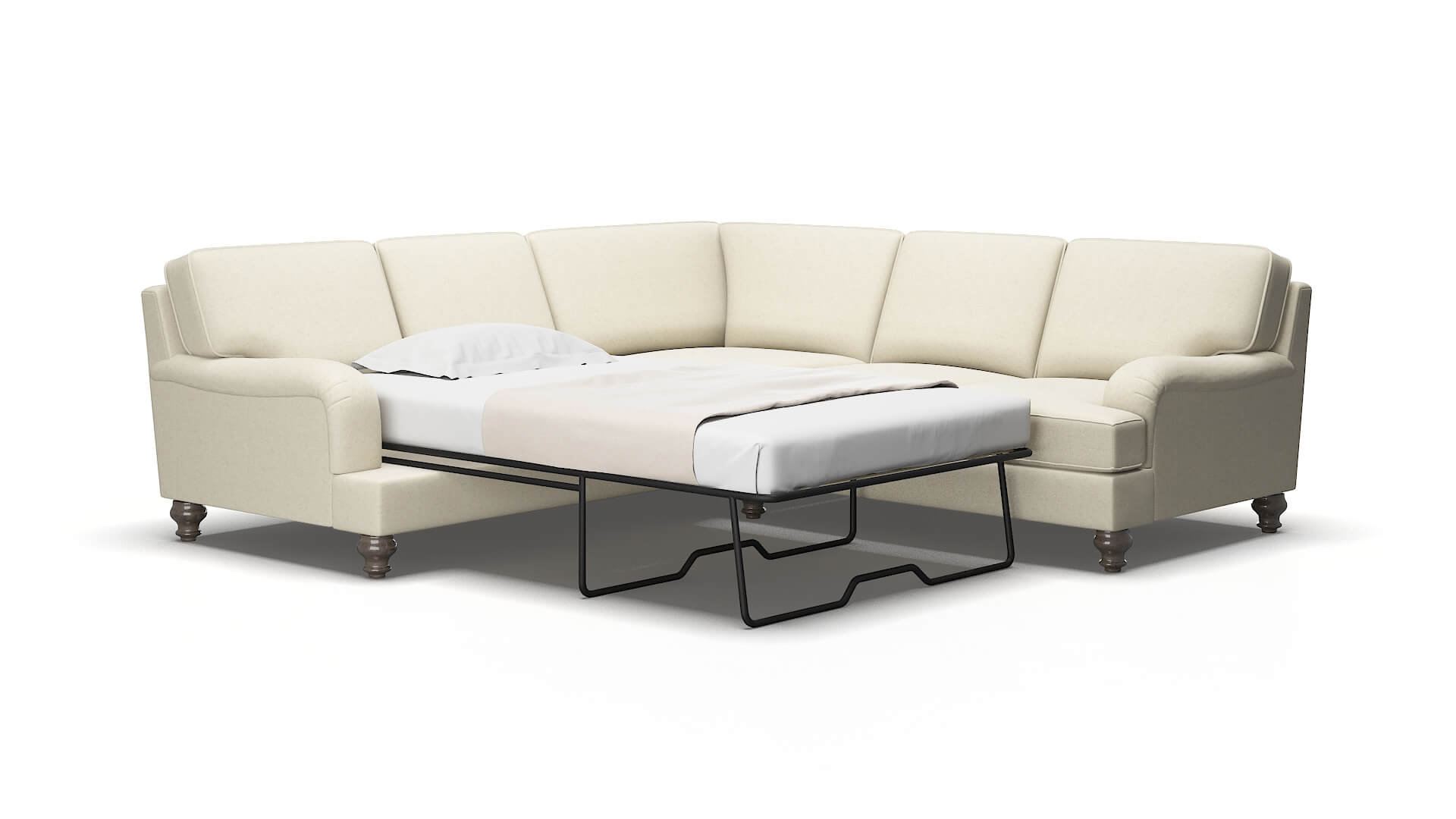 Hamilton Phoenix ivory Sectional sleeper Espresso Legs  2