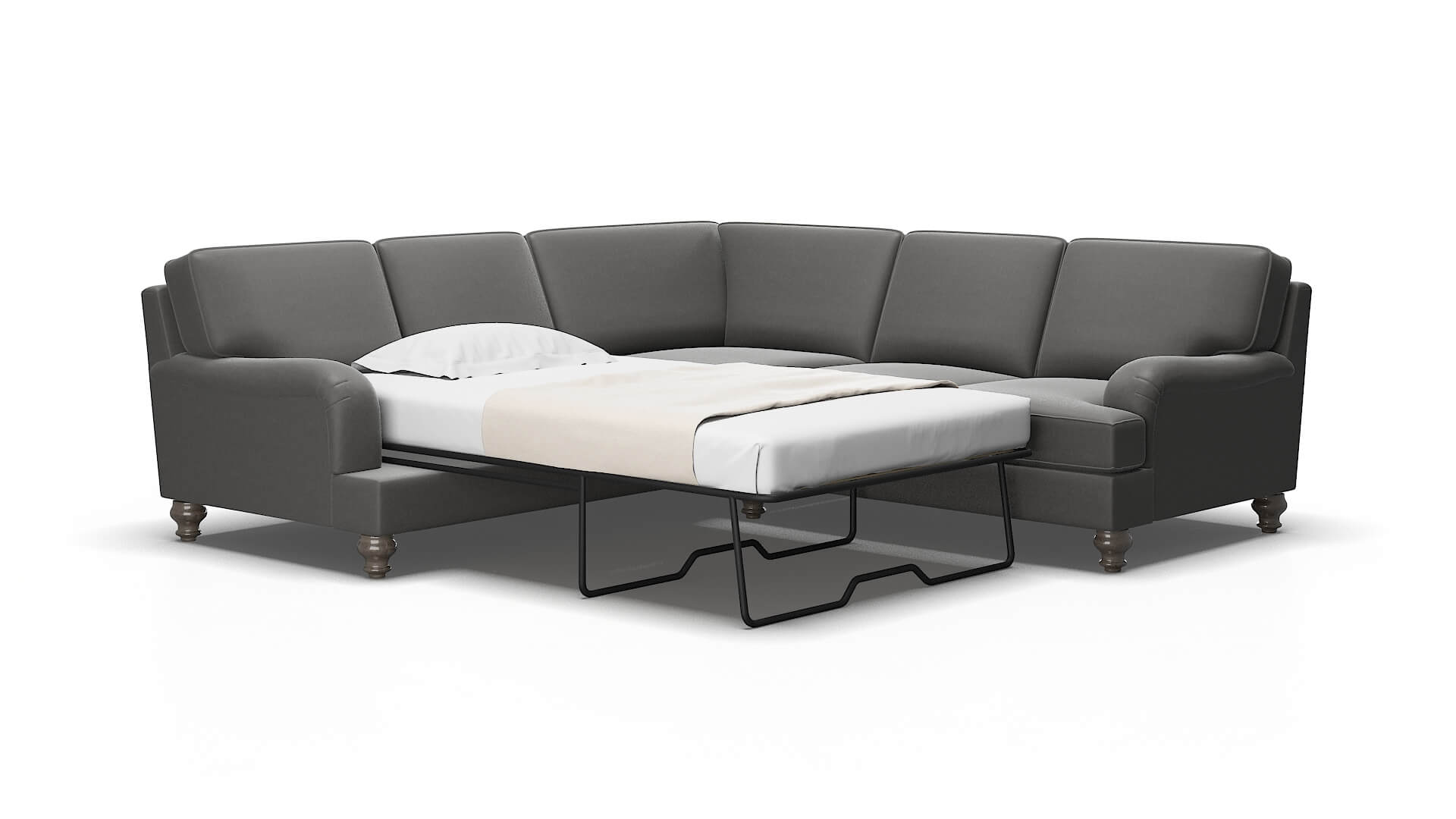 Hamilton Rocket charcoal Sectional sleeper Espresso Legs  2