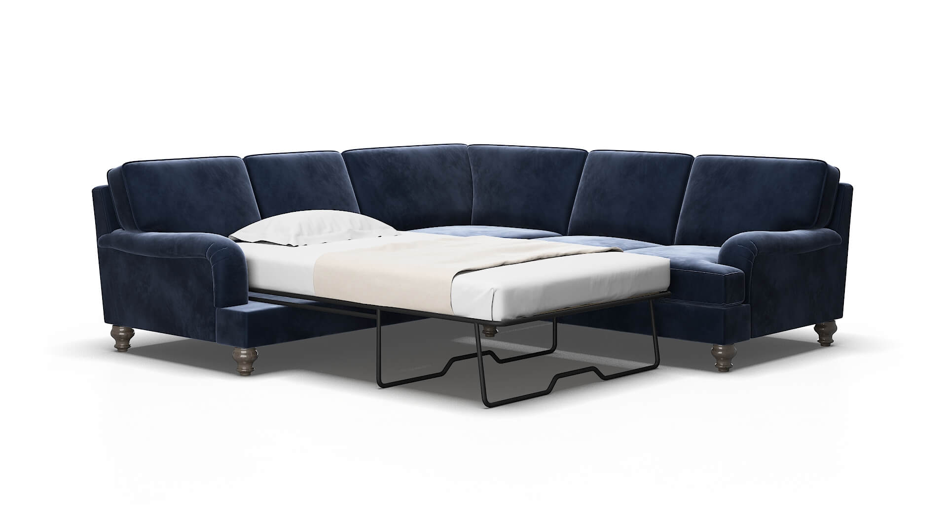 Hamilton Royale cobalt Sectional sleeper Espresso Legs  2