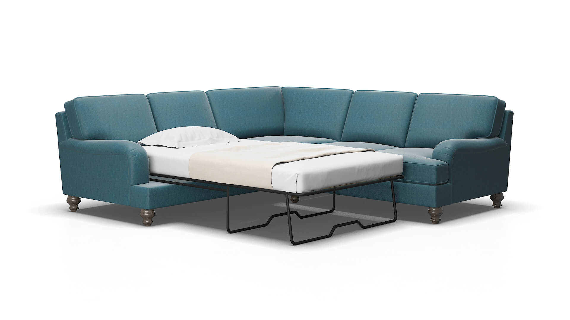 Hamilton Royale electric_blue Sectional sleeper Espresso Legs  2