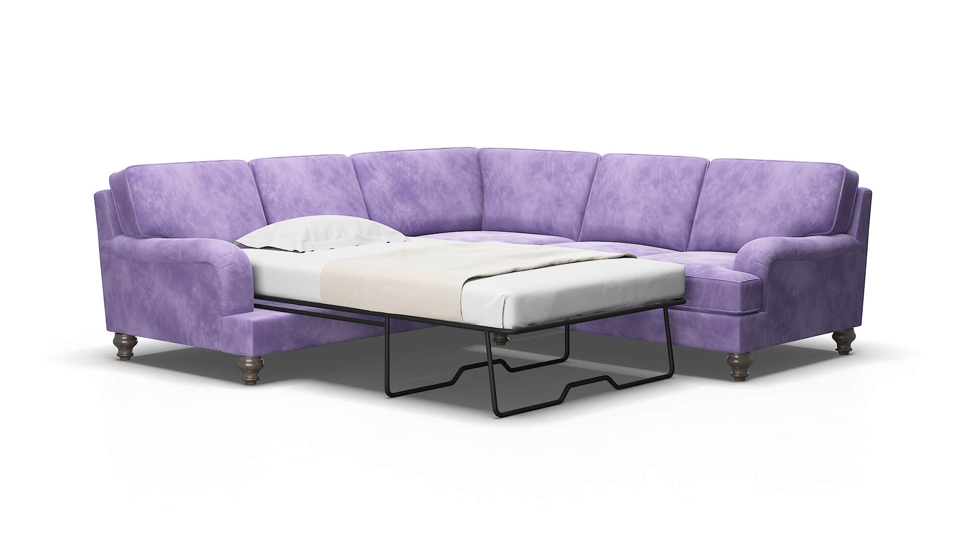 Hamilton Royale lavender Sectional sleeper Espresso Legs  2